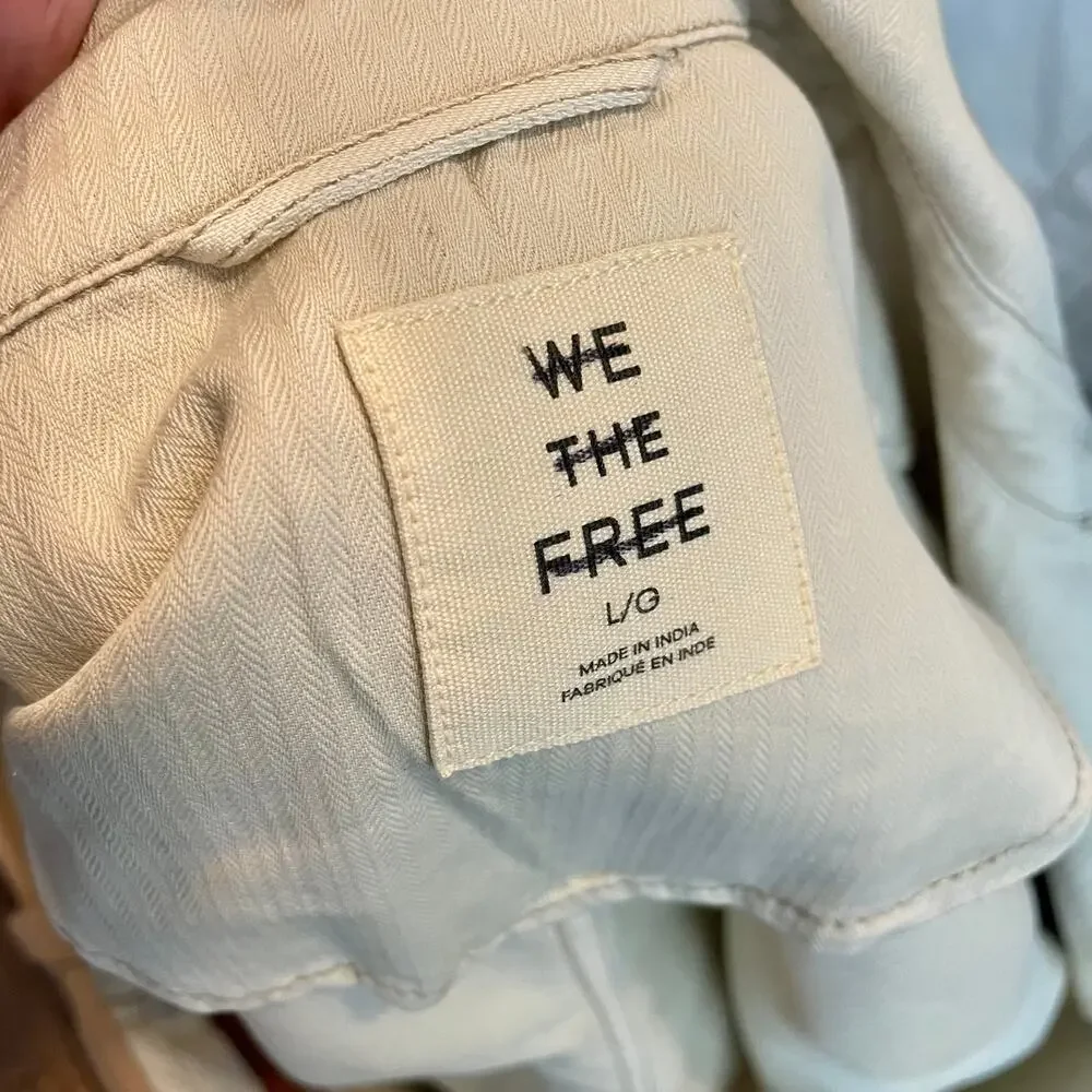 Free People We The Free Perry Military Coat Khaki Trench Jacket Women's Large - Picture 10 of 16
